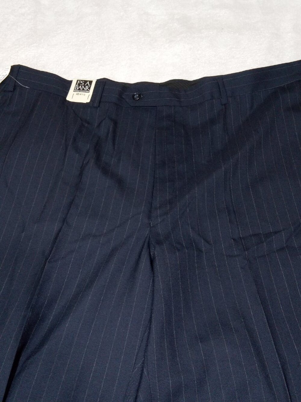 Jos A. Bank 46x32 Classic Fit 100% Worsted Wool Dress Pants Navy Pinstripe NEW - Picture 8 of 11